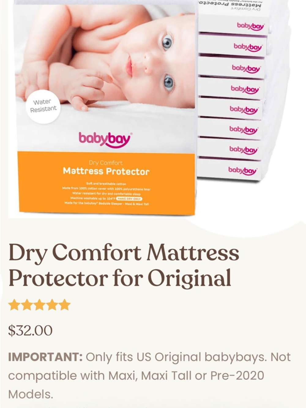 Babybay Dry Comfort Water Resistant Mattress Protector